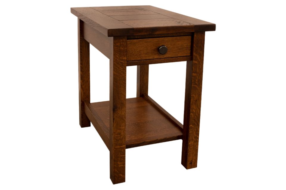 Rustic Quartersawn White Oak Chairside Table