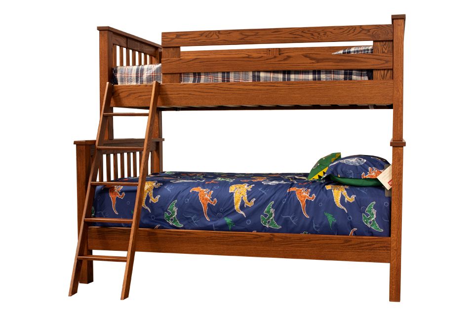 Red Oak Twin Full Bunk Bed 5045, Red Wood Bunk Beds