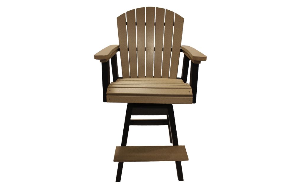 Outdoor Swivel Pub Chair- Weathered Wood/Black 