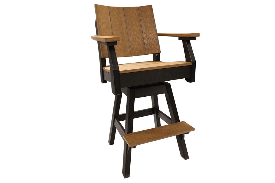 Outdoor Pub Height Swivel Chair - Antique Mahogany & Black