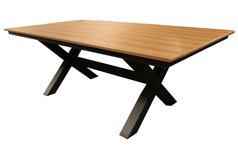 Outdoor X-Base Dining Table - Antique Mahogany/Black