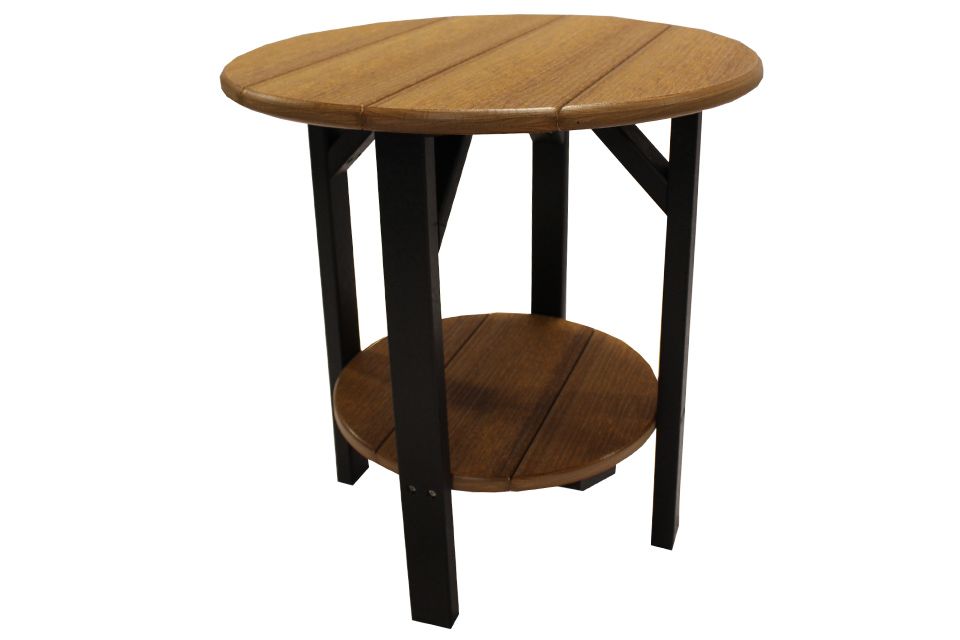 Outdoor Round End Table - Antique Mahogany