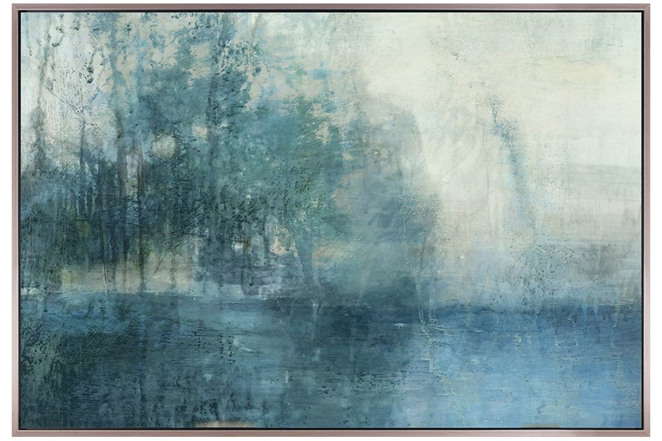 Blue Lakeshore Framed Canvas