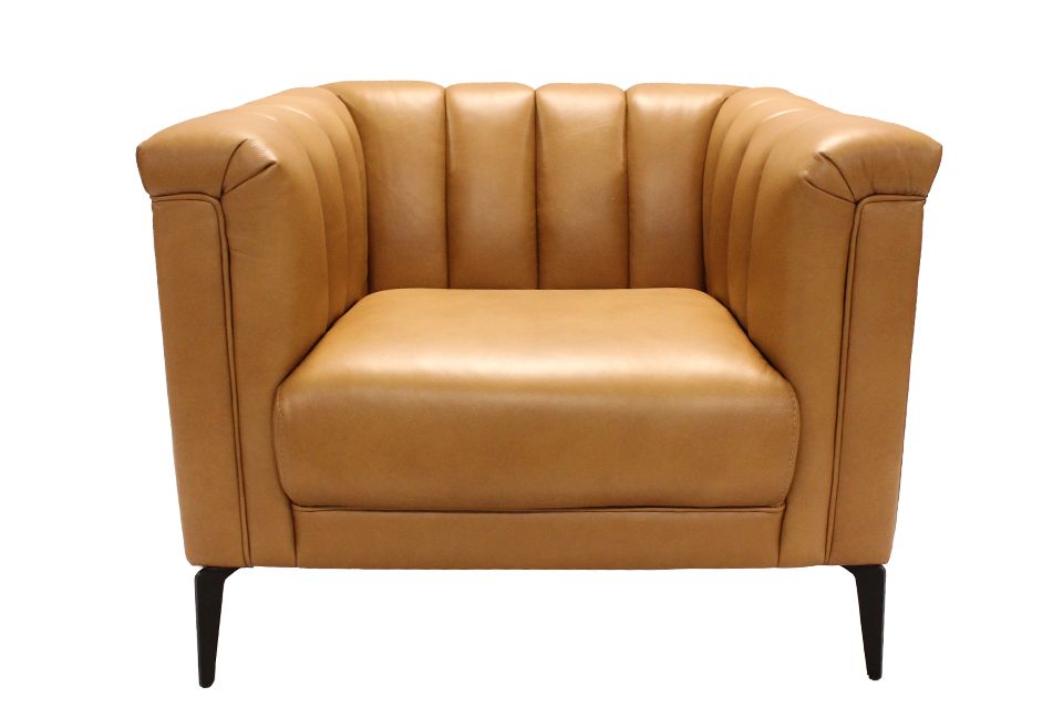Violino Leather Channel Back Accent Chair