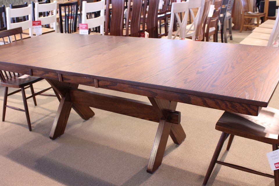 X-Base Oak Dining Table with Two 12