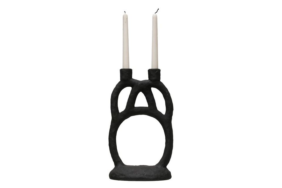 Matte Black Resin Double Taper Candle Holder