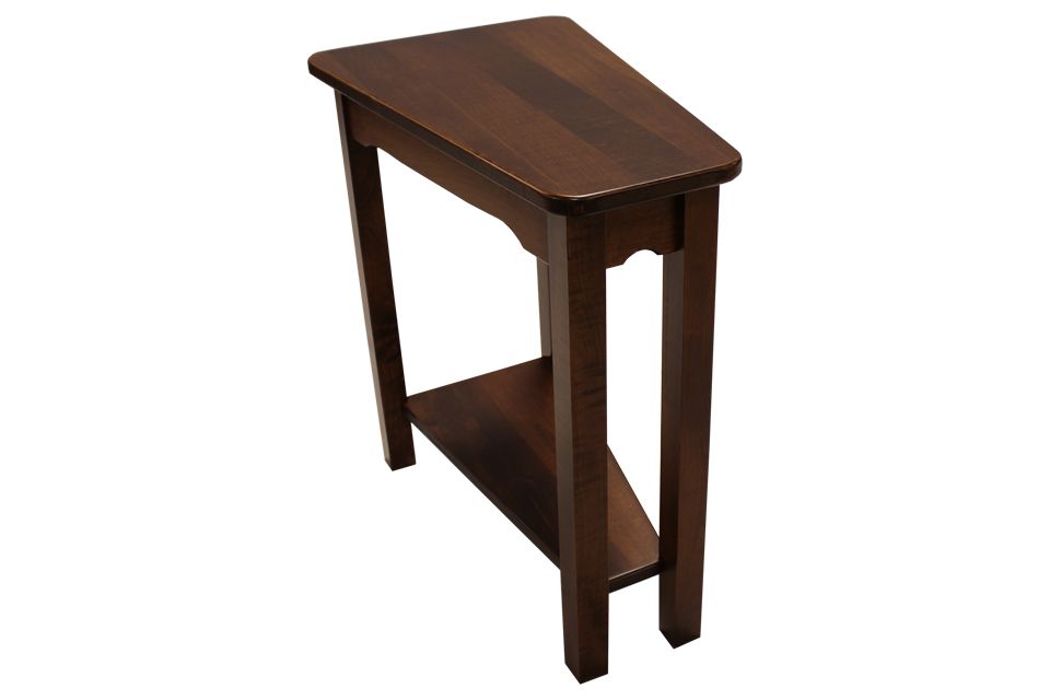 Brown Maple Chairside Wedge Table