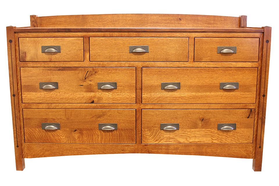 Rustic Quartersawn Oak Dresser with Walnut Inlay