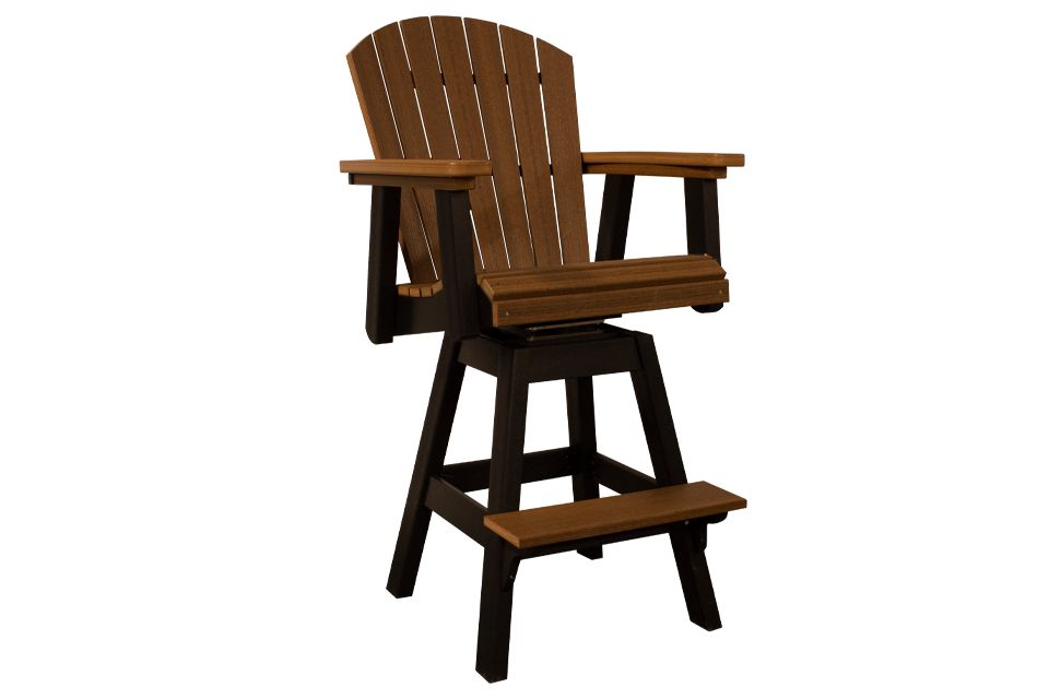 Outdoor Swivel Bar Chair - Antique Mahogany & Black