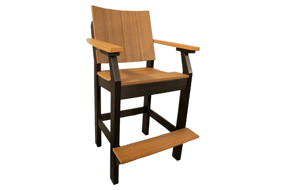 Outdoor Bar Chair - Antique Mahogany & Black