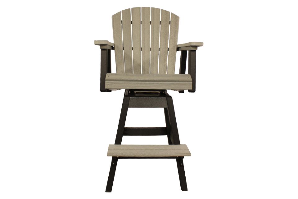Outdoor Bar Height Swivel Chair - Driftwood Gray and Black