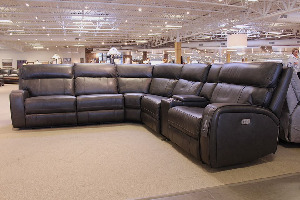 Kuka Leather Power Reclining Sectional 
