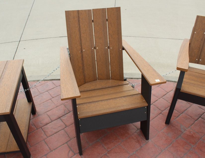 Outdoor Modern Adirondack Chair - Antique Mahogany/Black
