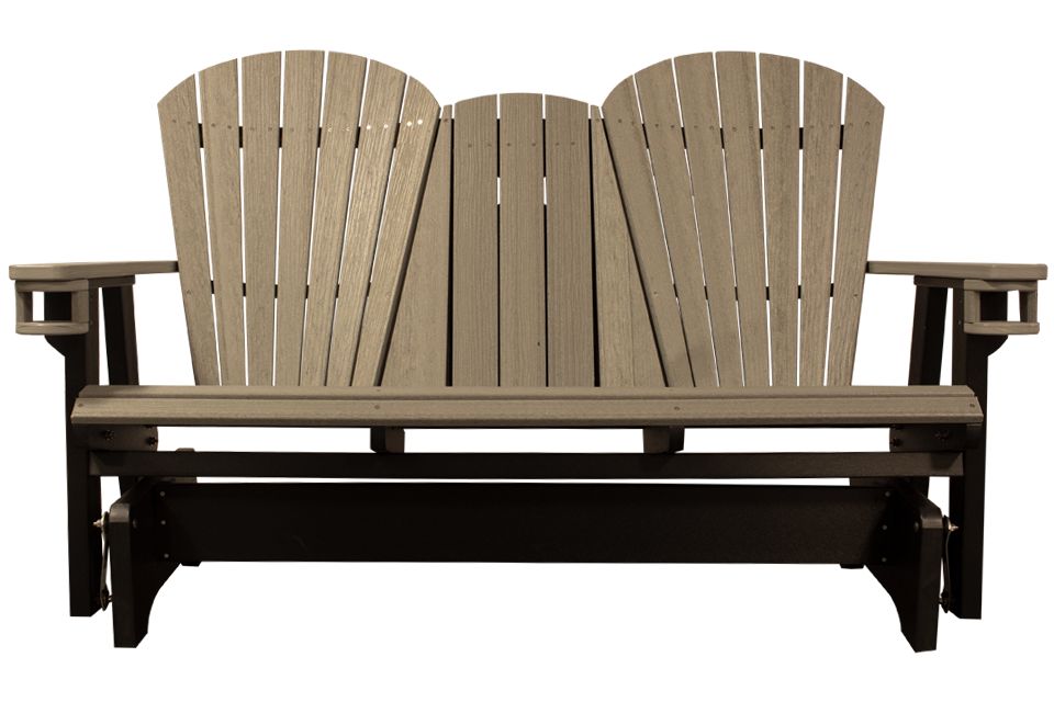 Outdoor Glider with Cup Holders - Driftwood Gray & Black