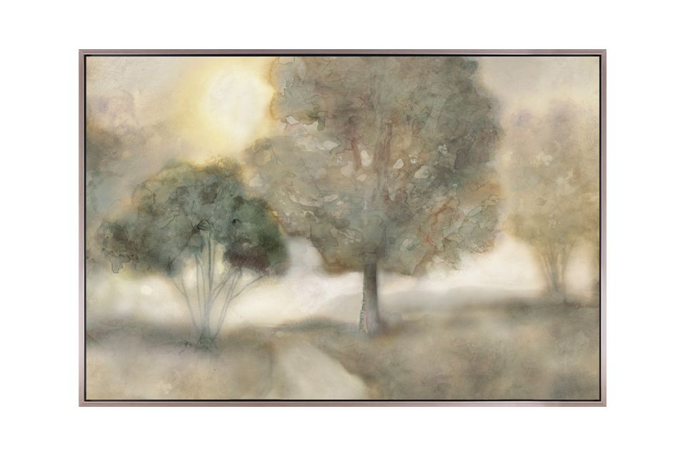 Foggy Field Framed Gallery Wrapped Canvas