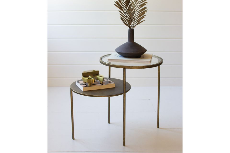 Accent Table with Antique Brass and Glass Top
