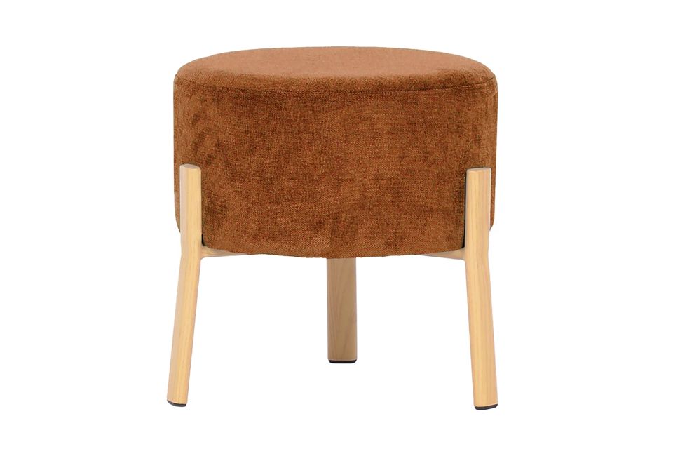 Upholstered Ottoman with Wood Finish Metal Legs