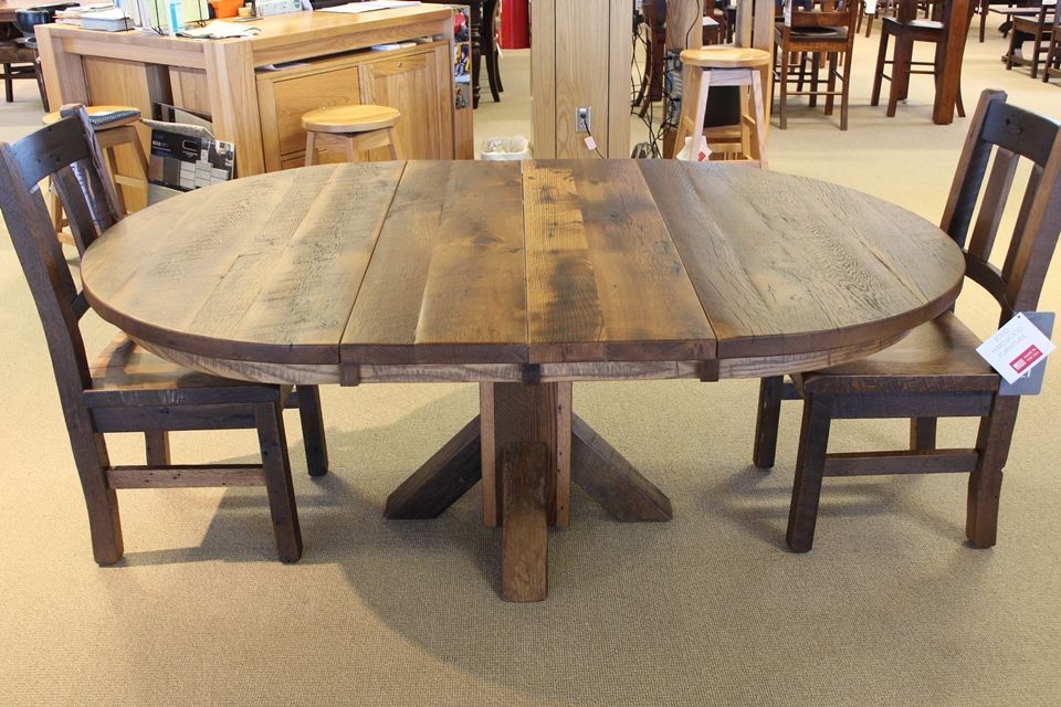 Reclaimed Oak Dining Table 2010, Reclaimed Rustic Oak Round Dining Table