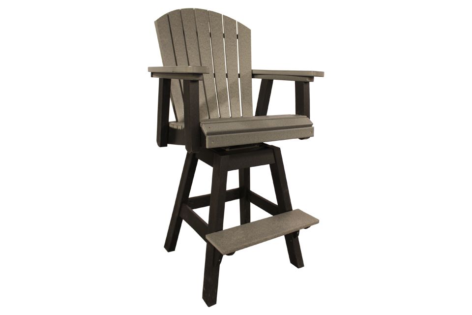 Outdoor Bar Height Swivel Chair - Gray and Black