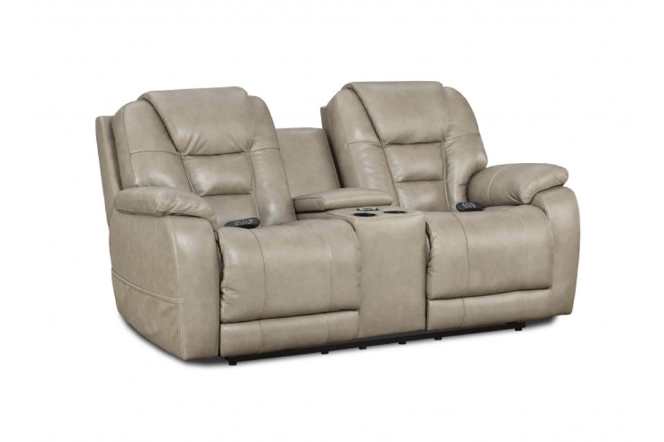 Homestretch Leather Power Reclining Loveseat with Console