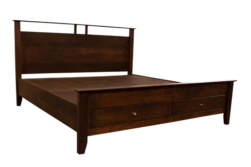 Sap Cherry King Bed with Footboard Storage