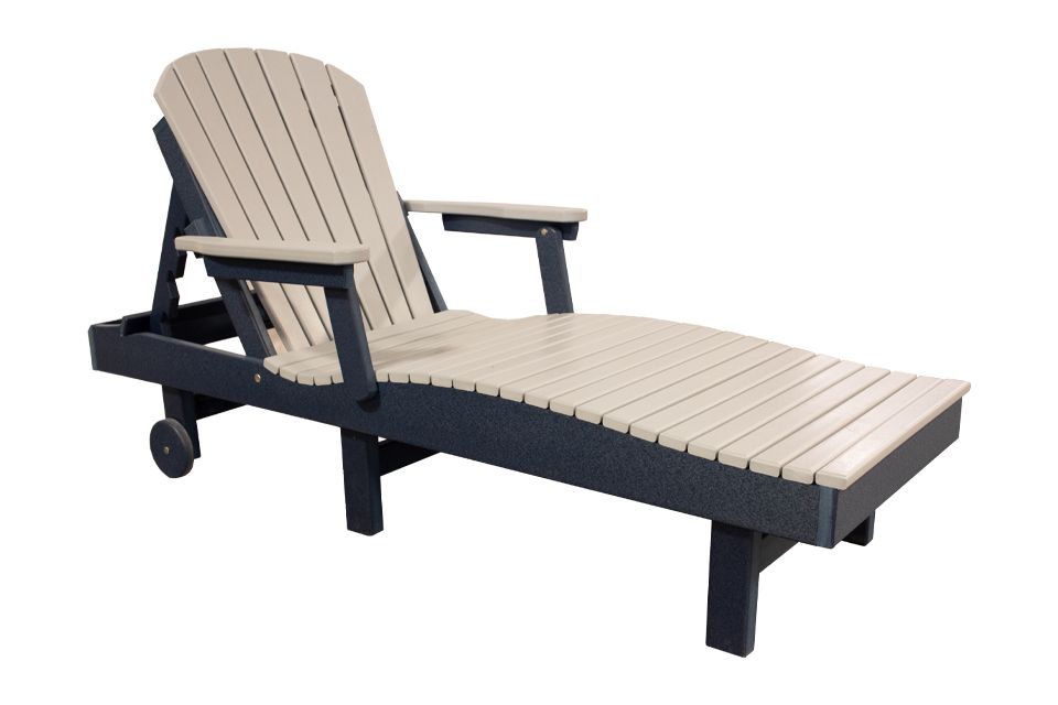 Outdoor Chaise Adirondack Lounge - Stone Gray & Patriot Blue