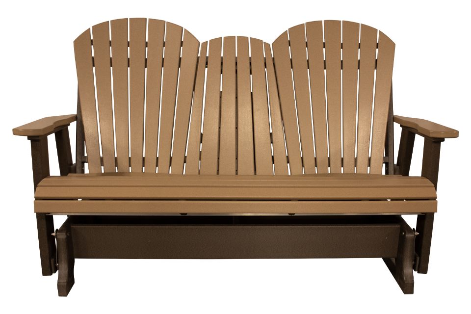 Outdoor Glider with Cup Holders - Weatherwood & Coffee