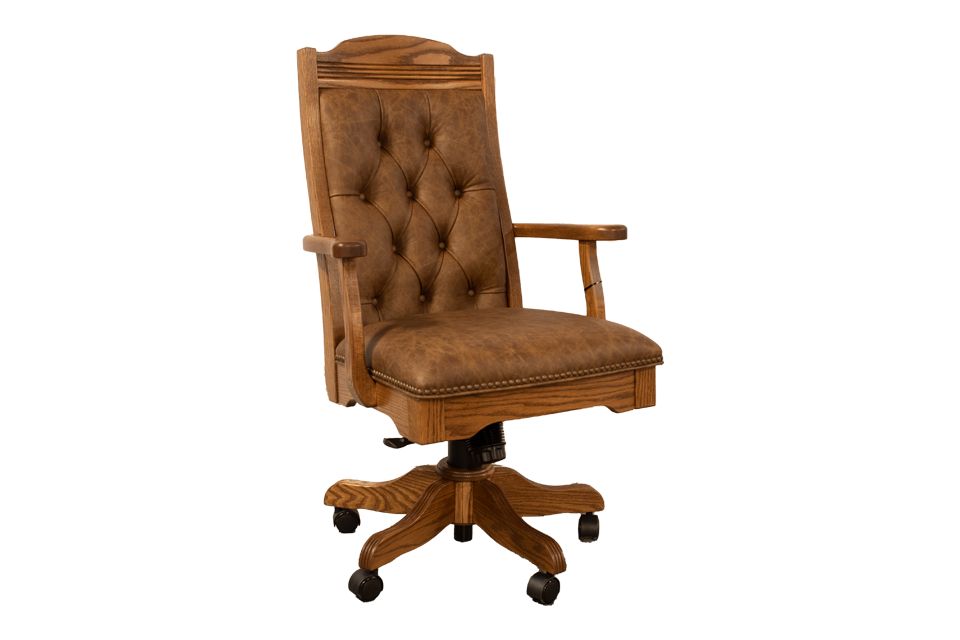 Oak and Leather Rocker Desk Chair