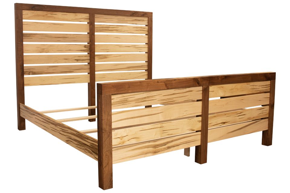 Rustic Walnut and Wormy Maple King Bed