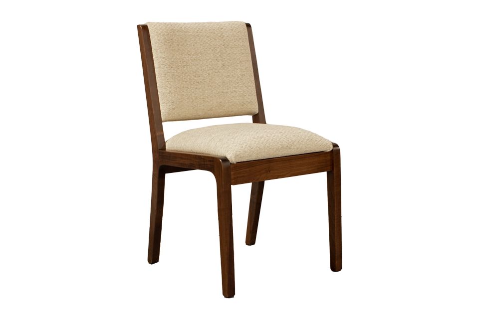 Brown Maple Upholstered Dining Chair