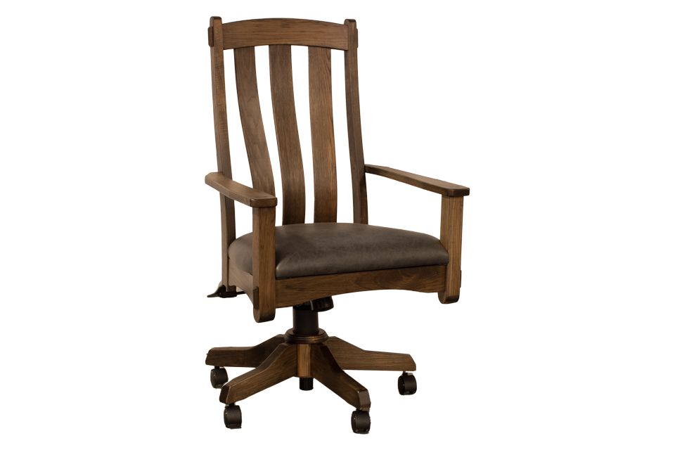 Rustic Hickory Leather Desk Chair