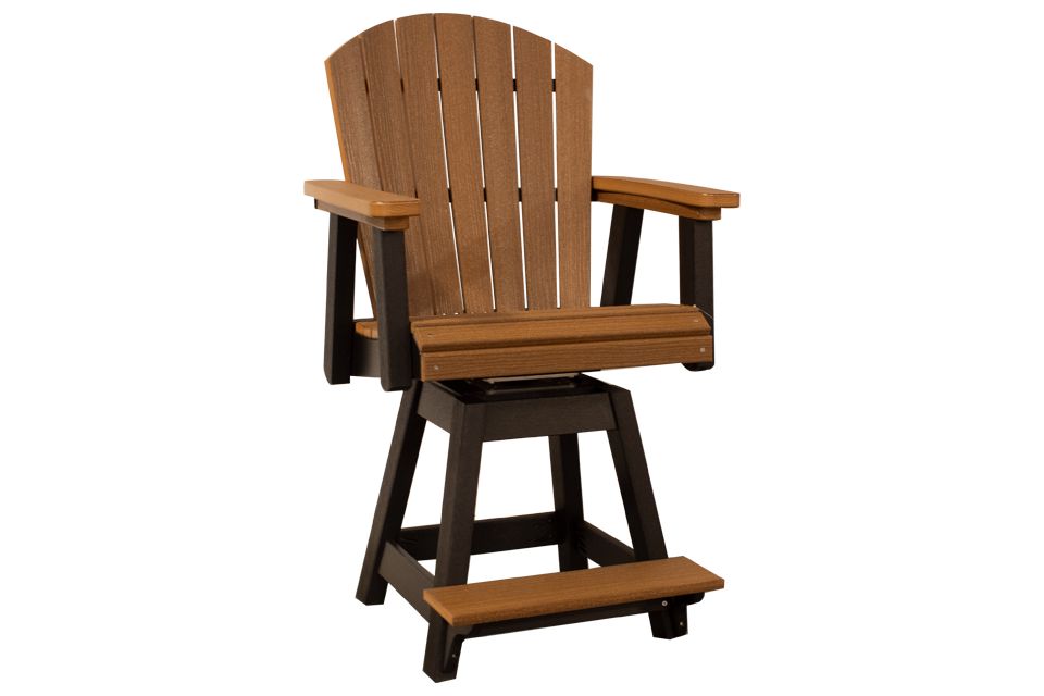 Outdoor Swivel Bar Chair - Antique Mahogany & Black