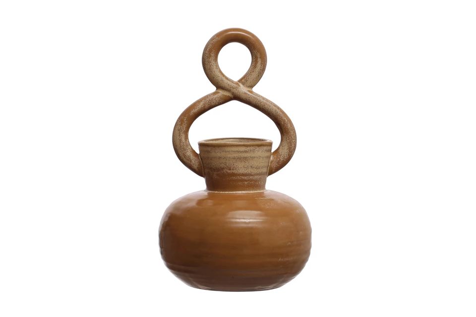 Twisted Handle Stoneware Vase