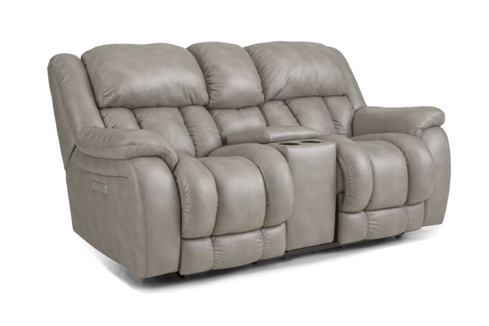 Homestretch Upholstered Power Reclining Loveseat with Console