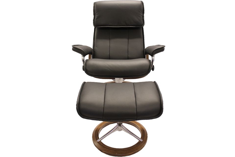 Ekornes Stressless Large Admiral Signature Recliner and Ottoman