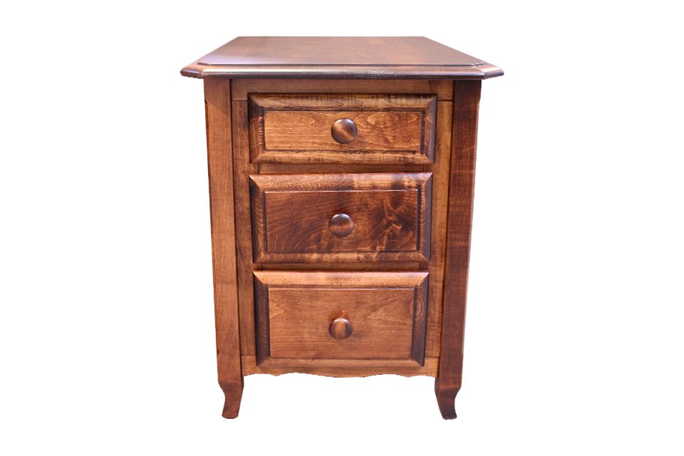 Brown Maple 3 Drawer End Table