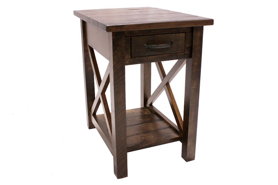 Rustic Cherry Chairside Table