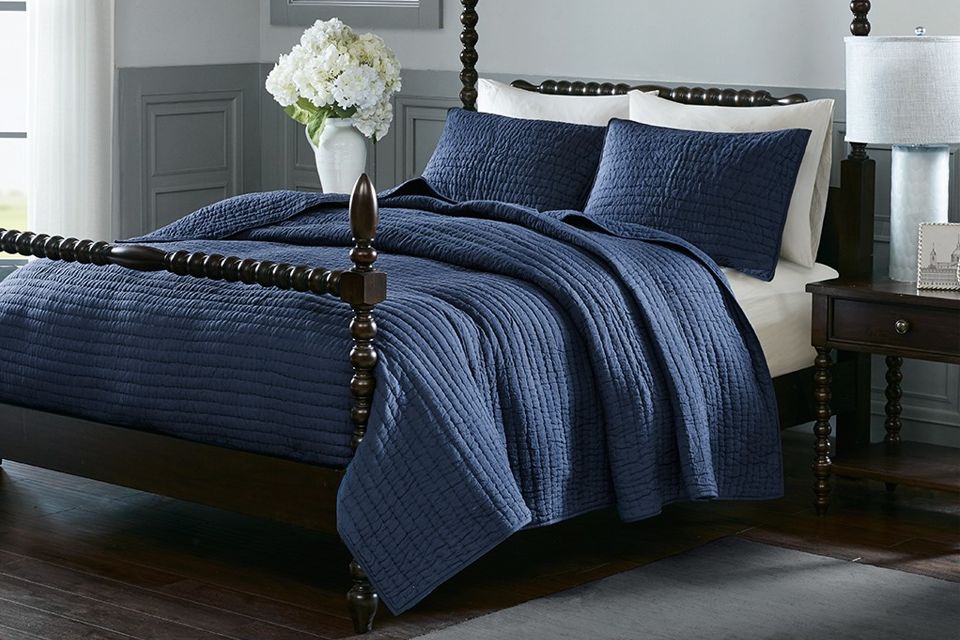 Serene Blue 3-Piece Quilted Coverlet Set - Full/Queen