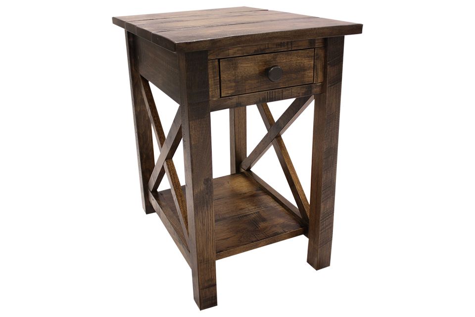Rustic Hickory Chairside Table