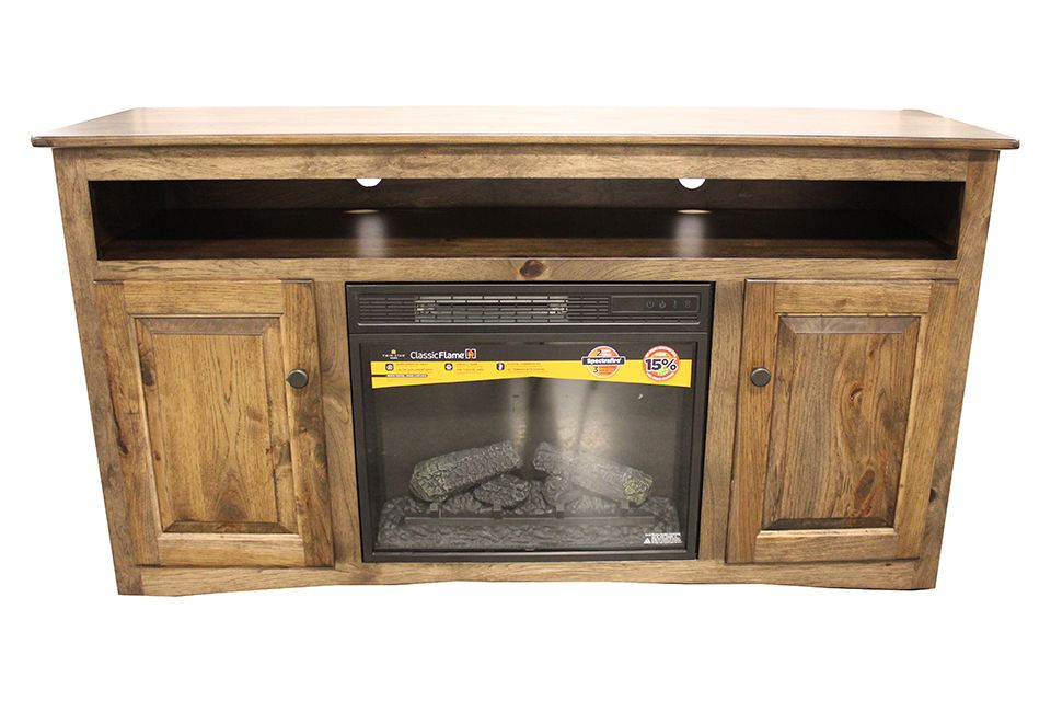 Rustic Hickory Fireplace Console