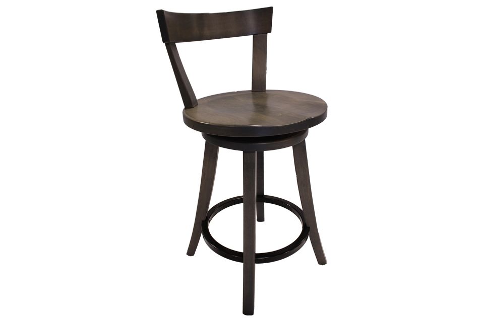 Brown Maple Swivel Stool with Metal Ring