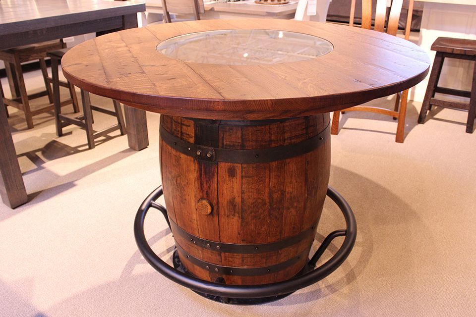 Whiskey Barrel Table 9363 Redekers, Whiskey Barrel Pub Table And Chairs